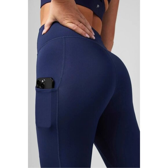 NWOT Fabletics Tight Women's XL Navy Blue High Waisted Leggings With Side Pocket - Picture 3 of 10